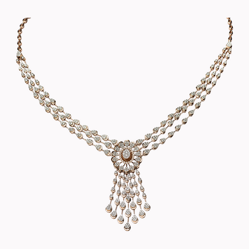 Diamond neckset - 3 layer  uncut diamond stones